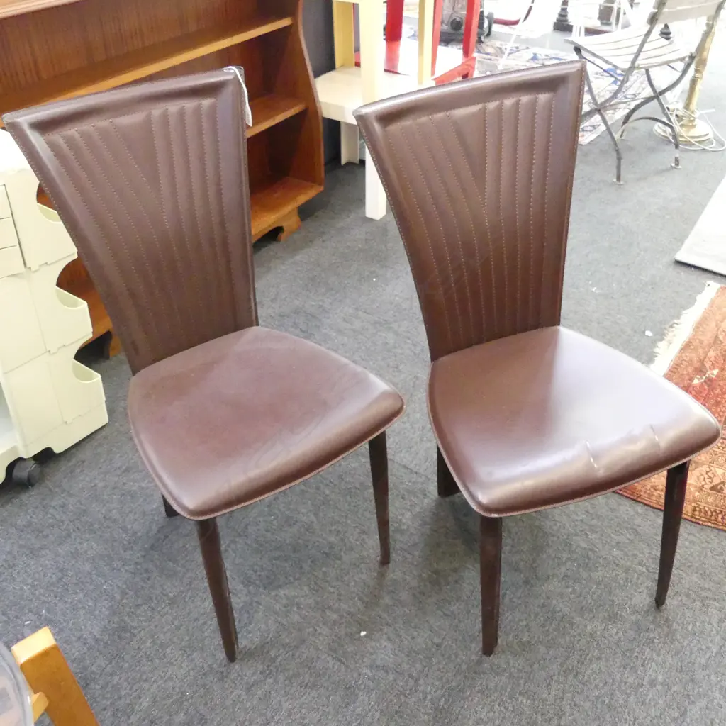 PR CONTEMPORARY BROWN LEATHER CHAIRS Image 1++