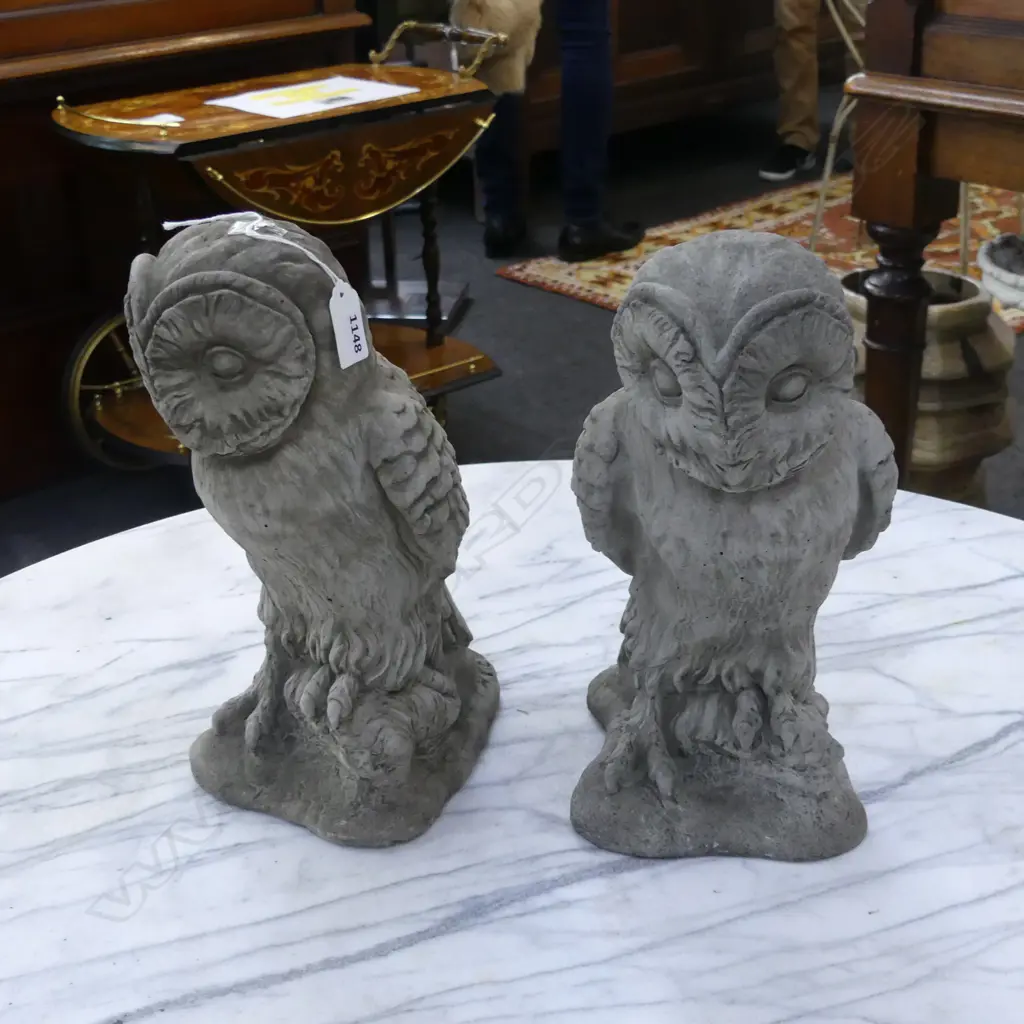 PR CLASSICAL CONCRETE OWL FIGURINES Image 1++