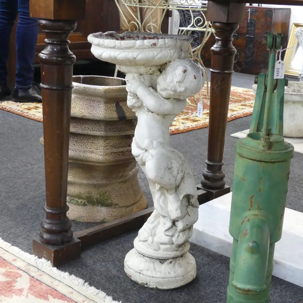 PR CONCRETE GARDEN CHERUB BIRD BATHS H.625mm Image 1++