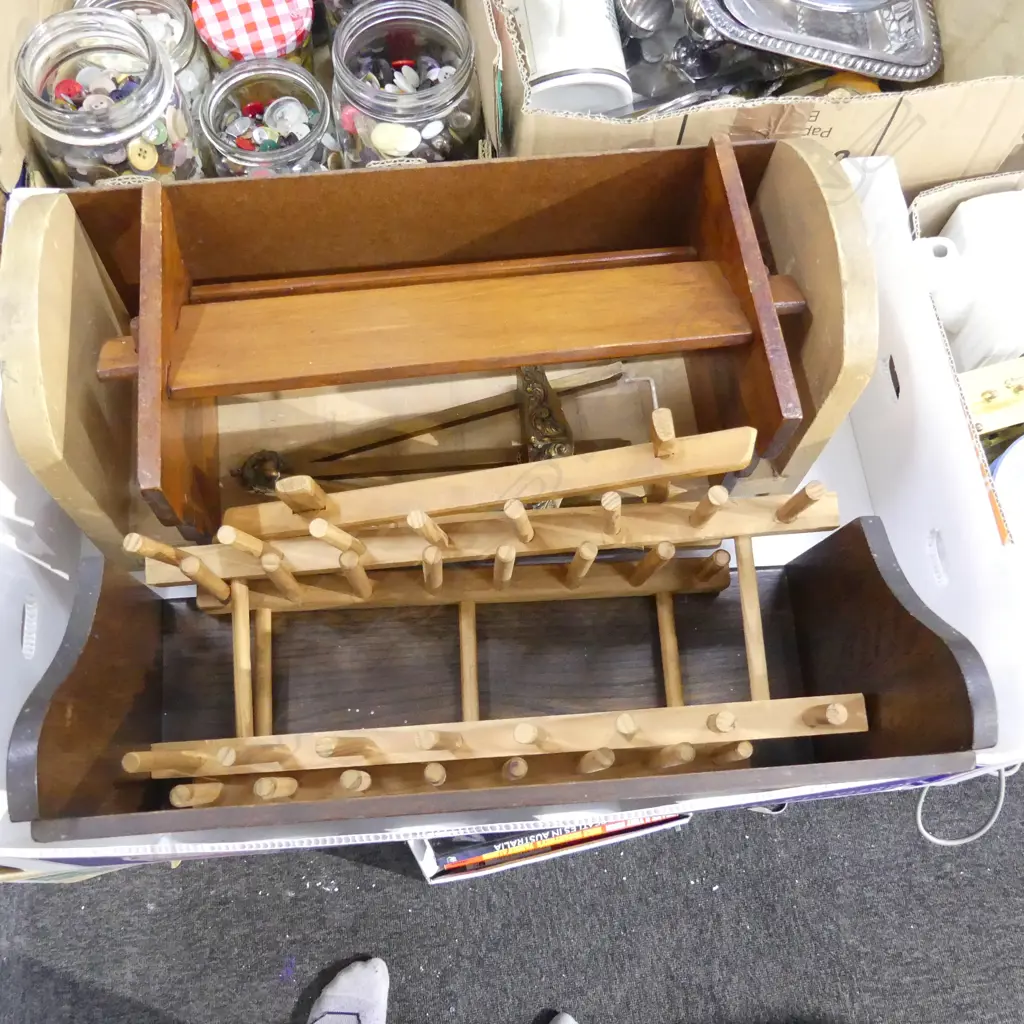 LOT ASST TABLE BOOK CASES/EASELS ETC Image 1++