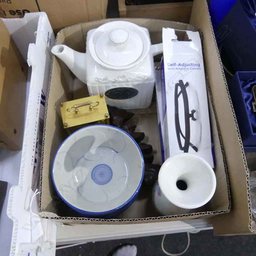 BOX LOT ASST. CHINA, GLASSES ETC Image 1++