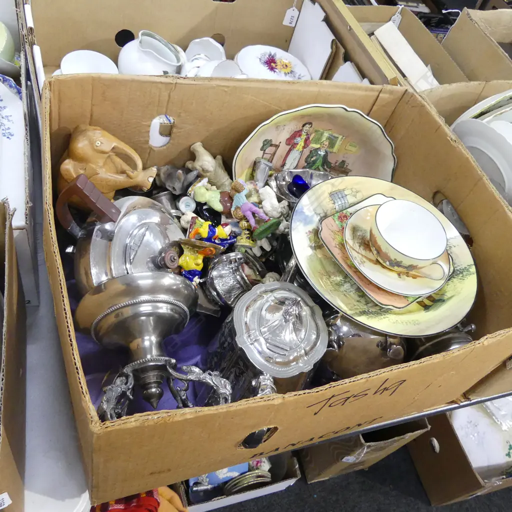 BOX LOT ASST. EPNS / ROYAL DOULTON / ETC Image 1++