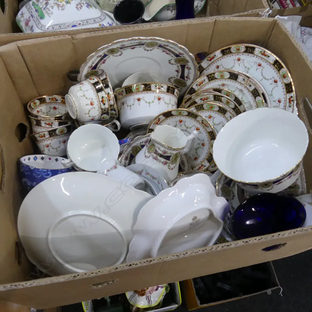 BOX LOT 2 EDWARDIAN PART TEA SETS, CHINA ETC Image 1++