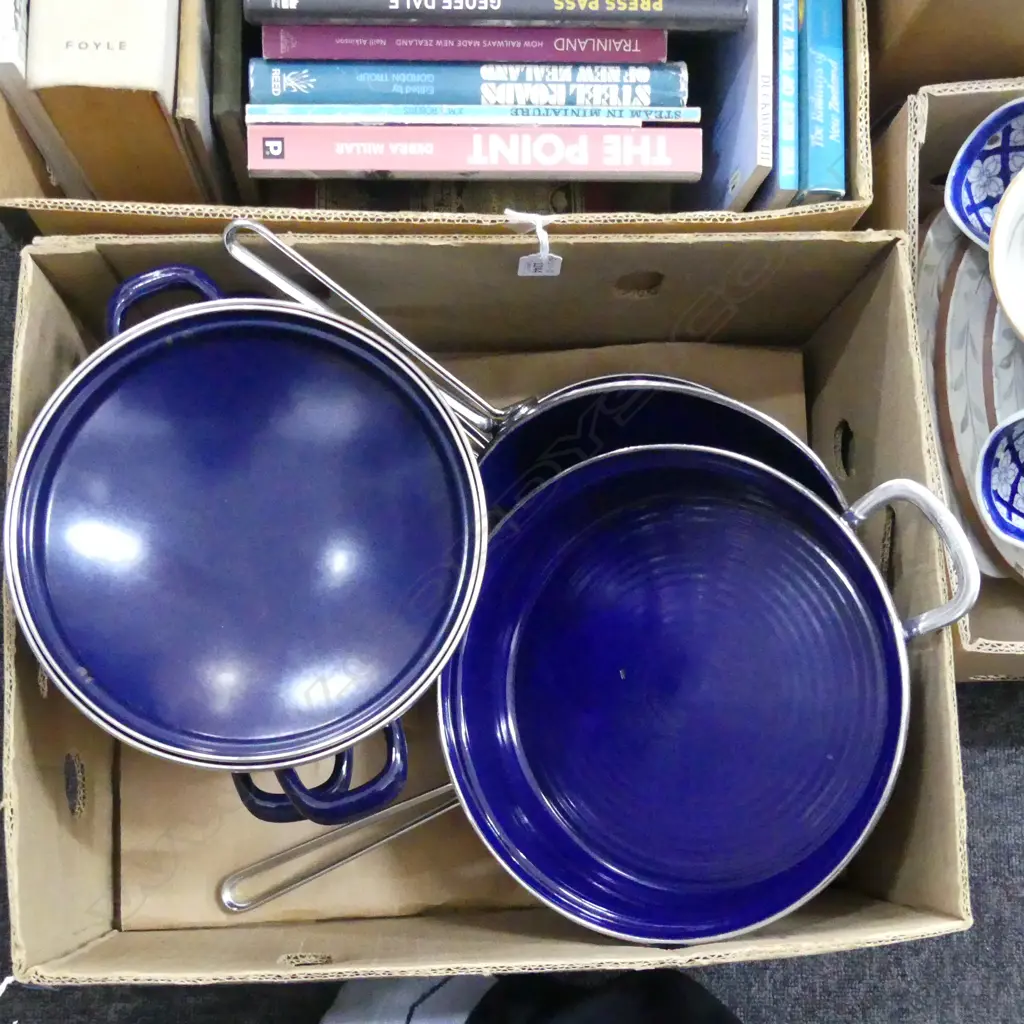 BOX LOT QUALITY CHANTAL GERMANY BLUE ENAMEL ON CARBON STEEL COOKWARE Image 1++