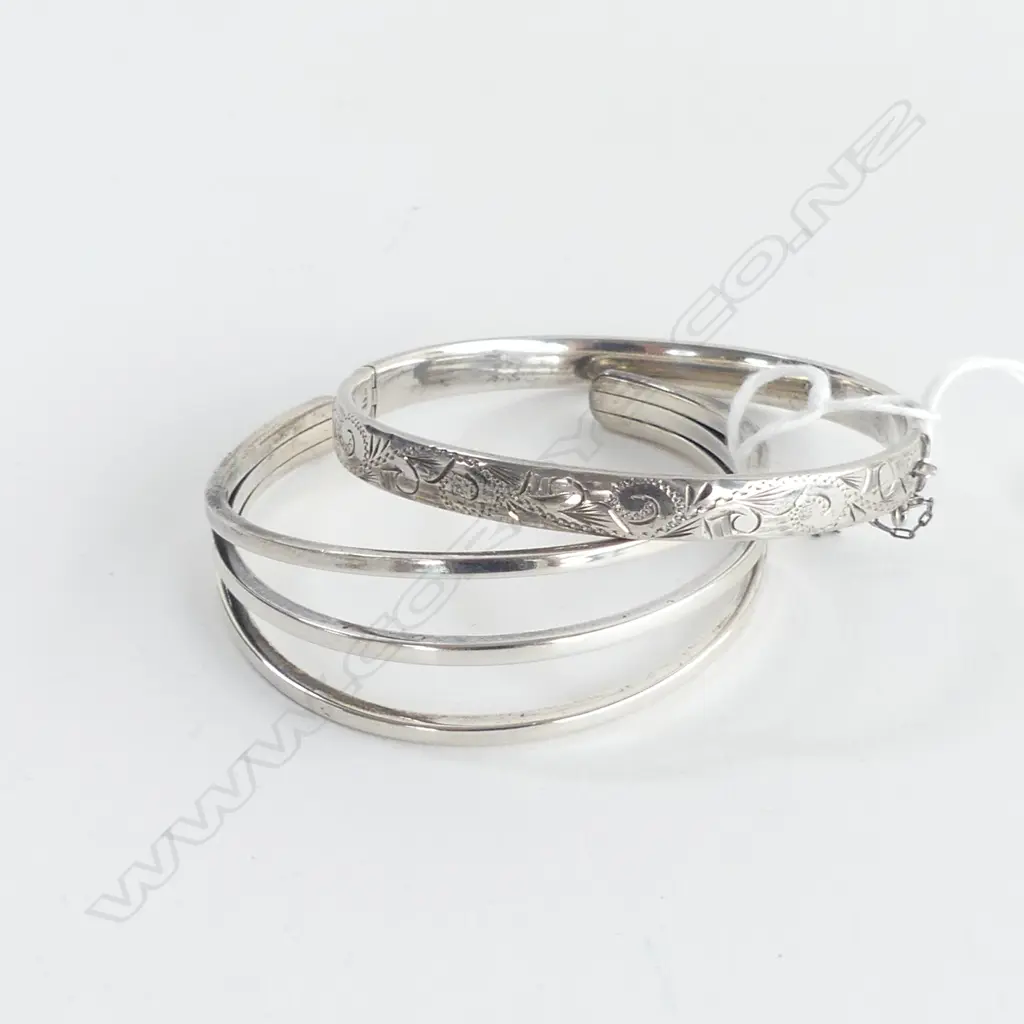 SILVER HINGED BANGLE & 3 BAR CUFF Image 1++