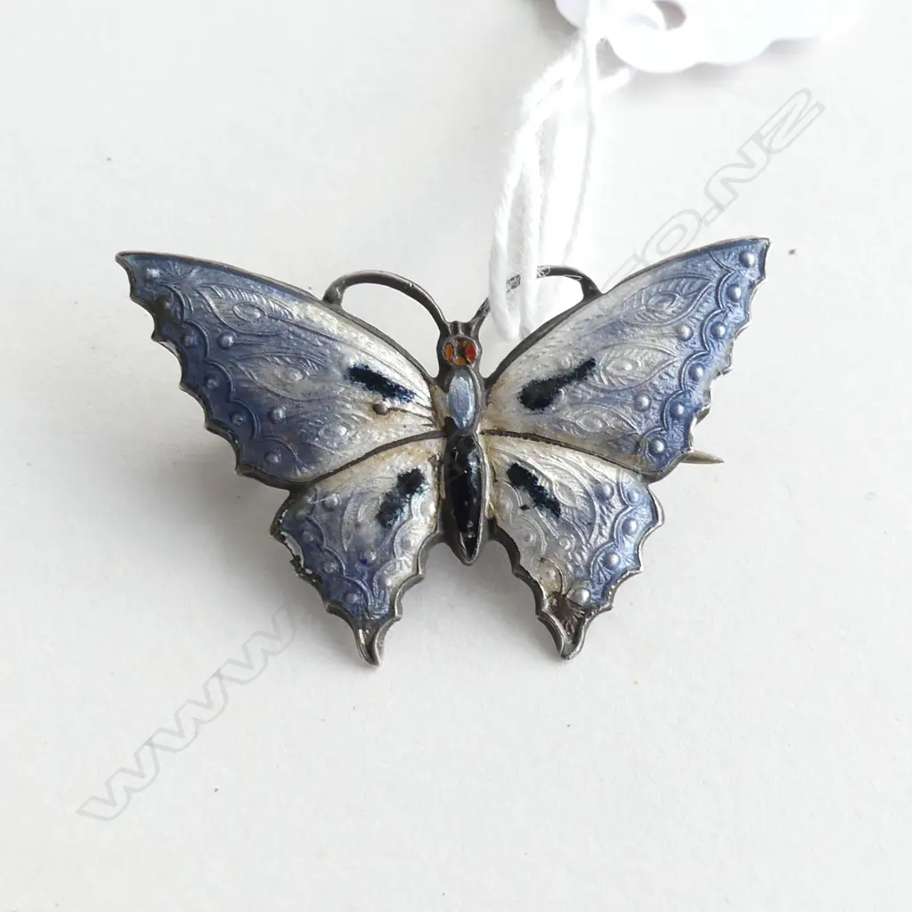 SILVER & ENAMEL BUTTERFLY BROOCH BIRMINGHAM SOME ENAMEL LOSE Image 1++