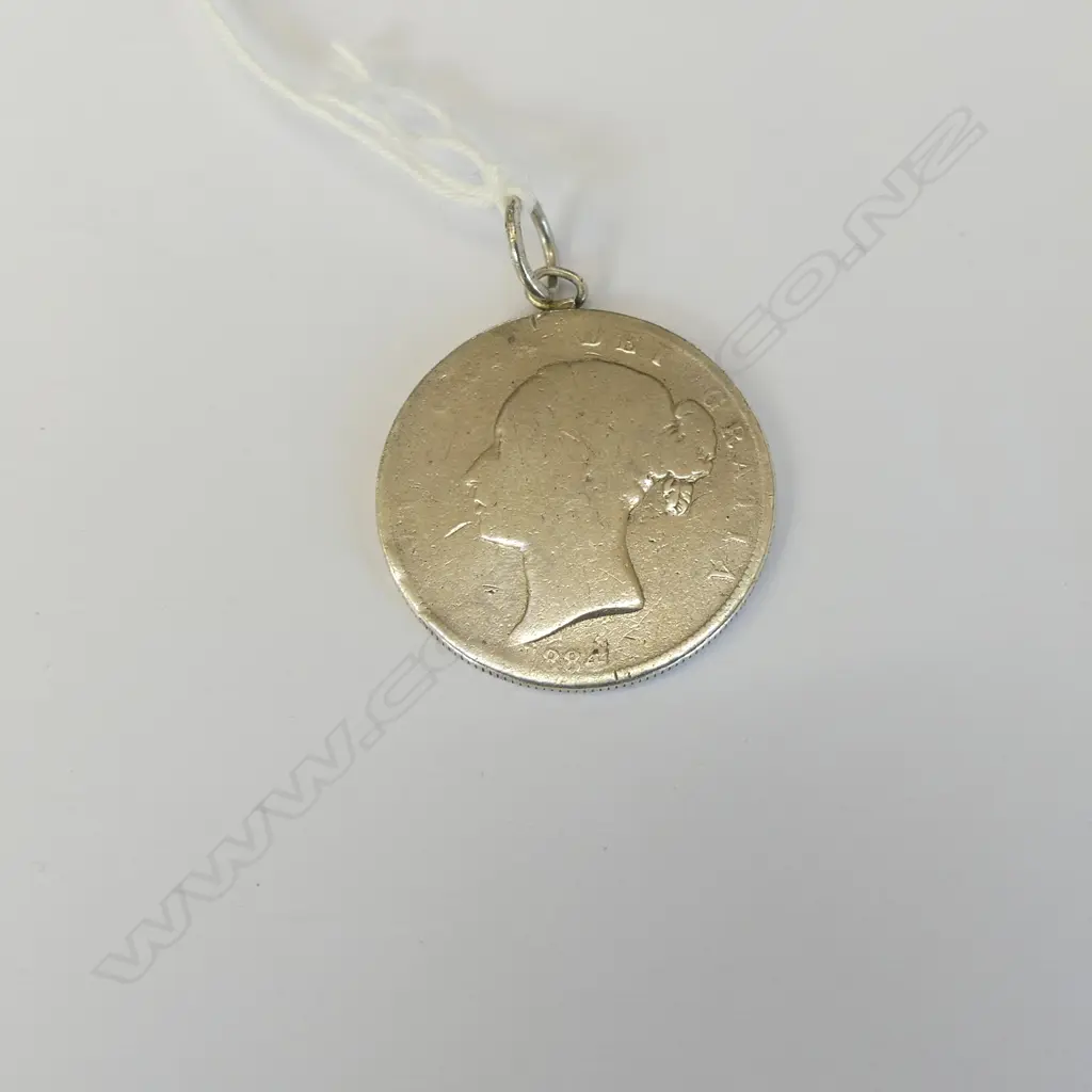 QUEEN VICTORIA 1884 SILVER COIN PENDANT  Image 1++