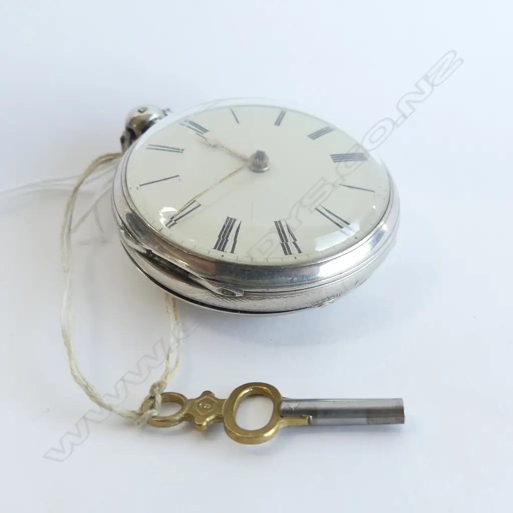 EARLY 1800'S SILVER GENTS O/FACE POCKET WATCH running Image 1++