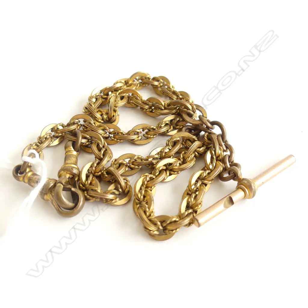 C1900 ALBERT/FOB CHAIN GOLD PLATE PRINCE OF WALES LINKS L.360mm Image 1++