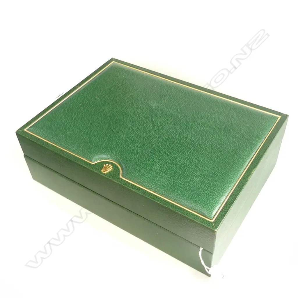 LG OLD GREEN LEATHER ROLEX BOX 280 X 205MM Image 1++