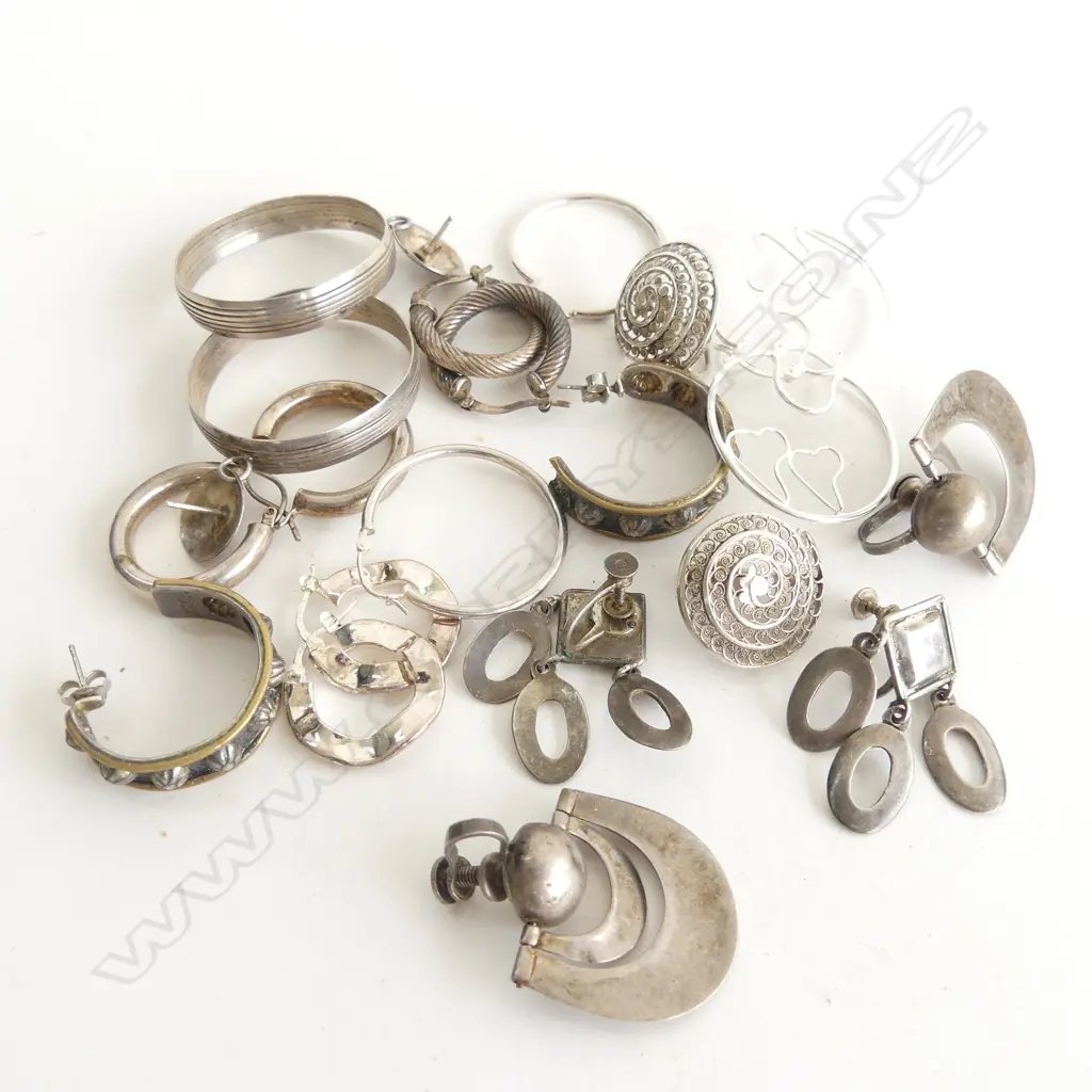 10 PRS STG HOOP EARRINGS 60 GRAMS Image 1++