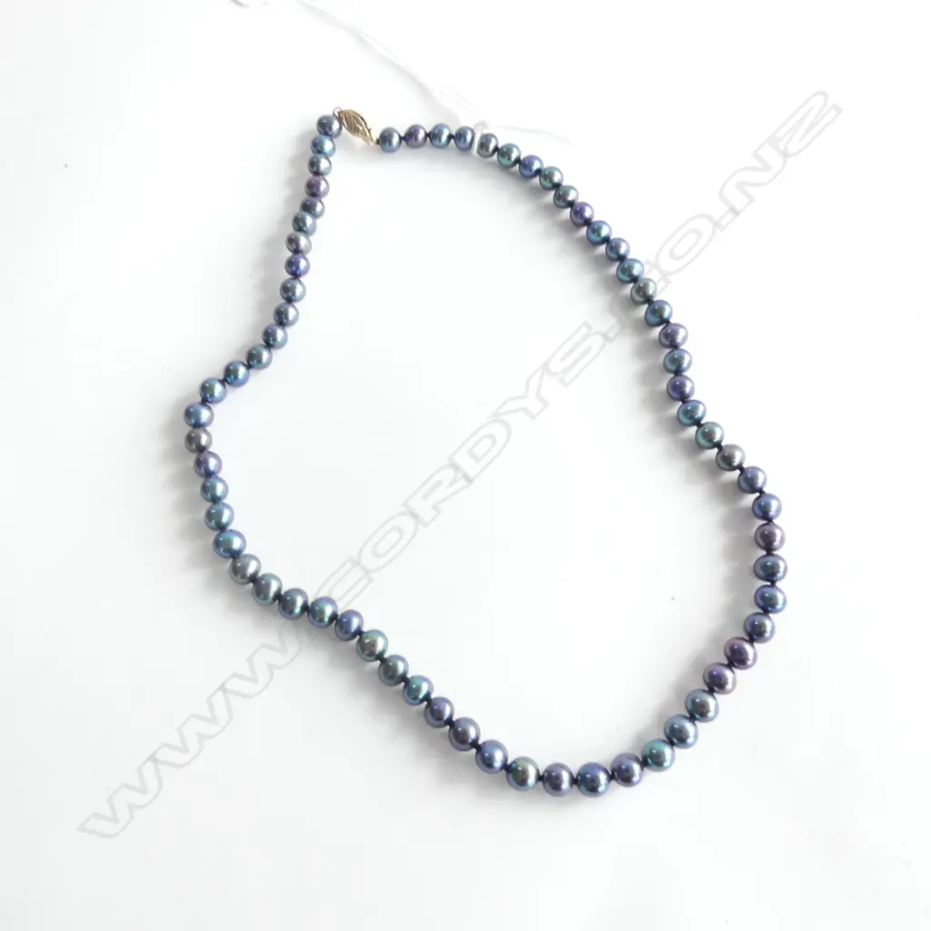 10K GOLD CLASP & DARK CULTURED PEARL NECKLACE L.410mm-* Image 1++