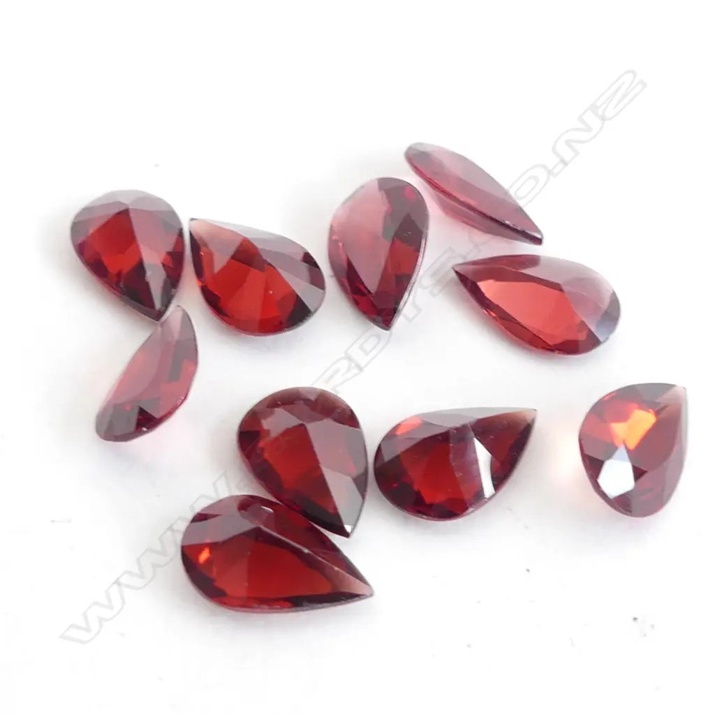 10 DROP SHAPE FACETED GARNETS, ALL SAME SIZE Image 1++