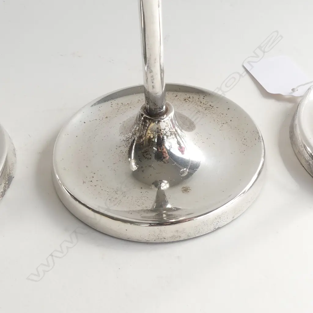 SET 3 TALL, SLIM SILVER PLATE GRADUATED CANDLE HOLDERS H. 230,  180 & 135MM Image 1++