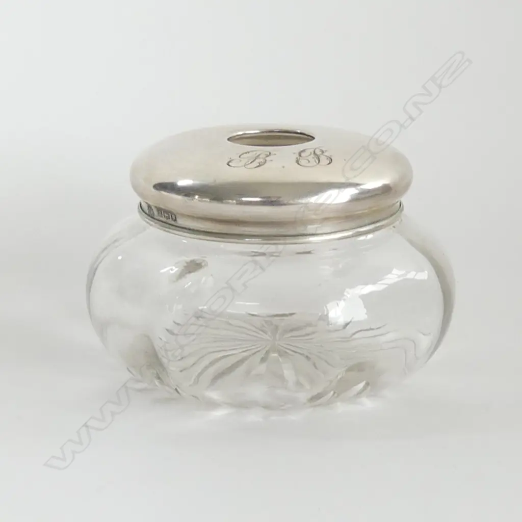 VICTORIAN SILVER TOPPED & GLASS VANITY HAIR TIDY Image 1++