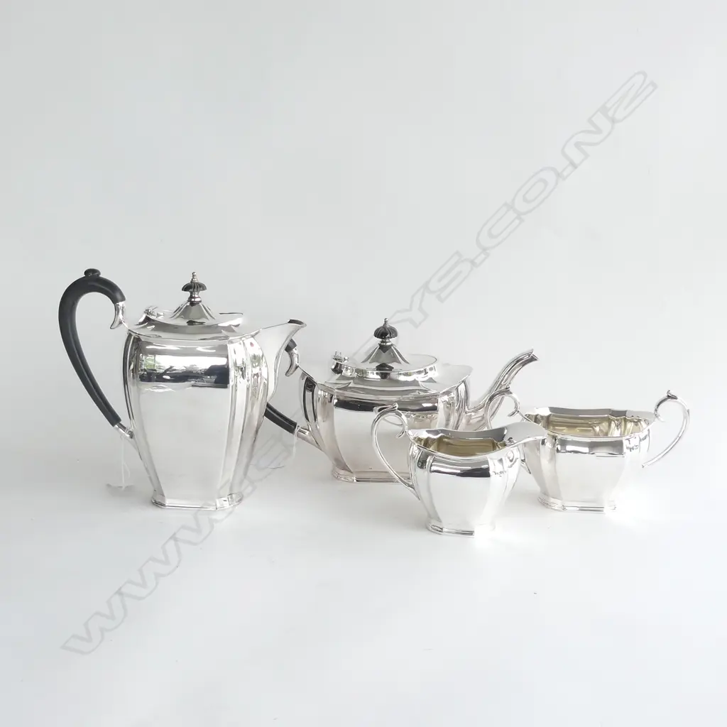 FOUR PC REGIS SILVER PLATE TEA SET; COFFEE POT, TEAPOT, SUGAR BOWL & MILK JUG Image 1++
