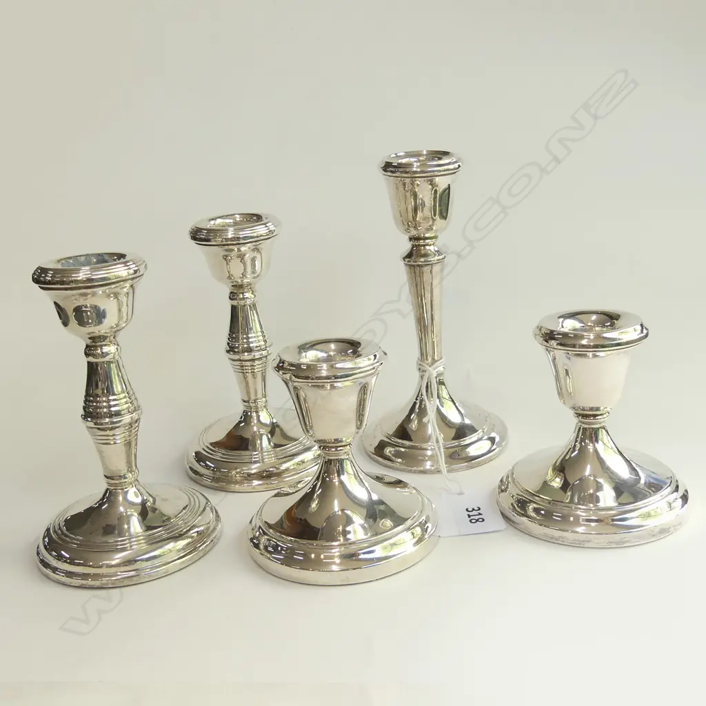 5 STG SILVER CANDLE STICKS, WEIGHTED Image 1++