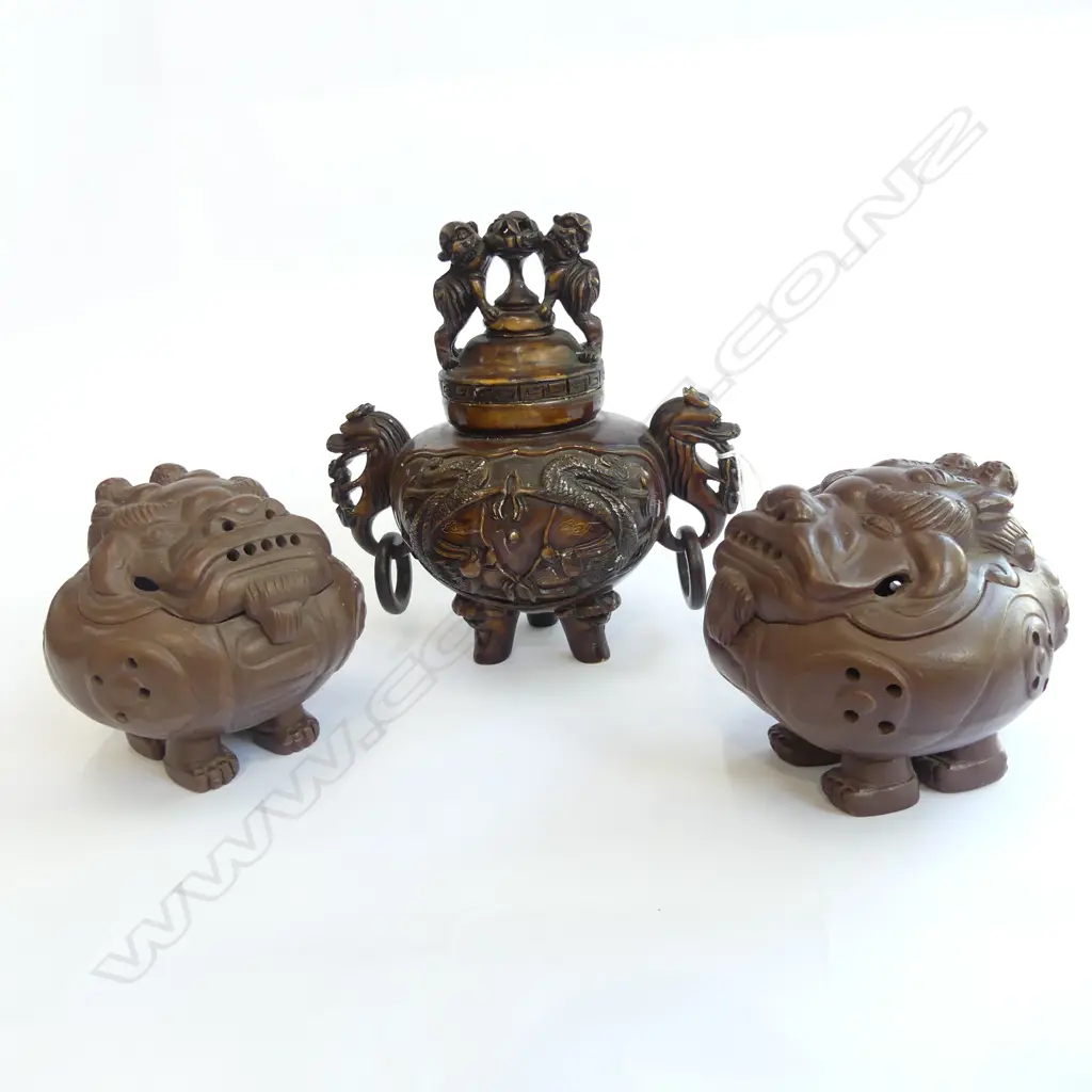 THREE CHINESE INCENSE BURNERS Image 1++
