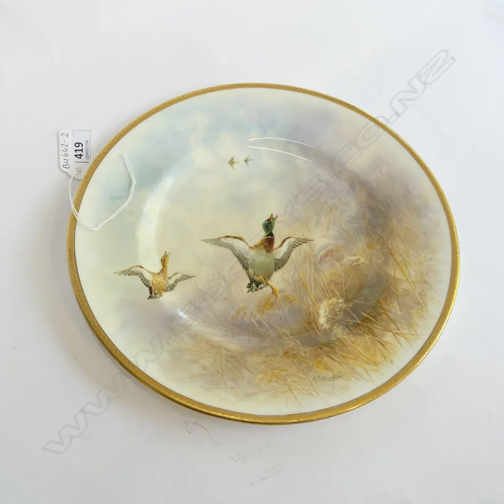 ROYAL DOULTON MALLARD BIRD PLATE FOR TIFFANY NY.  SIGNED J.BIRBECK DIA 240MM Image 1++