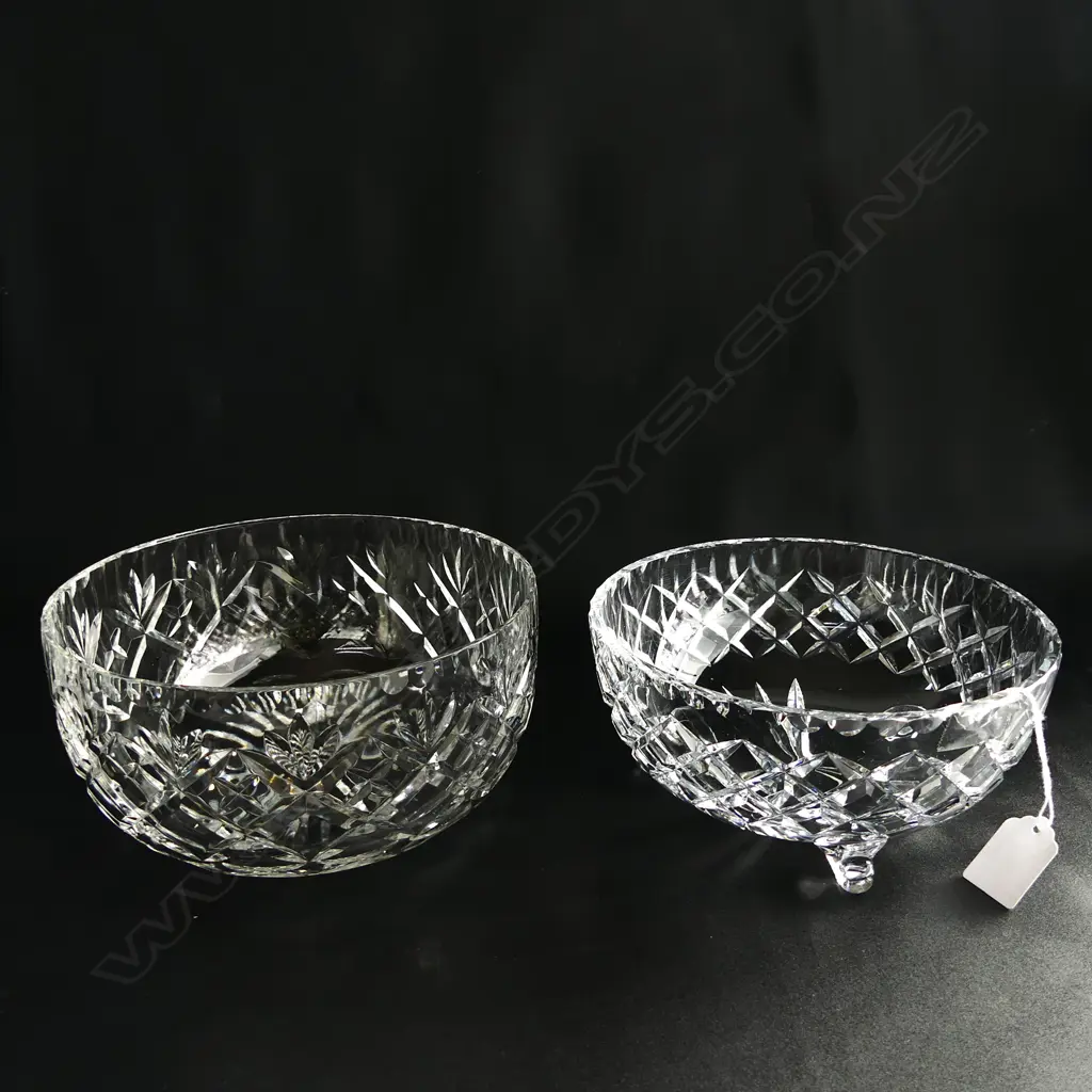 CUT CRYSTAL BOWLS; ROYAL DOULTON (DIA 200MM) + 1 OTHER - MARK UNKNOWN (DIA 190MM) Image 1++