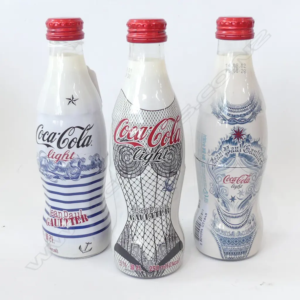 3 LTD. ED. JEAN PAUL GAULTIER COCA-COLA BOTTLES (unopened) H.195mm Image 1++