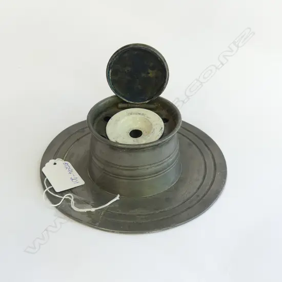 TRENCH ART INKWELL WITH PORCELAIN INSERT DIA 150MM