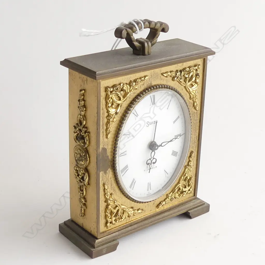 SWIZA 8 GILT RIMMED ALARM CLOCK  H. 120MM  - MINOR WEAR TO GILD. NOT WORKING Image 1++