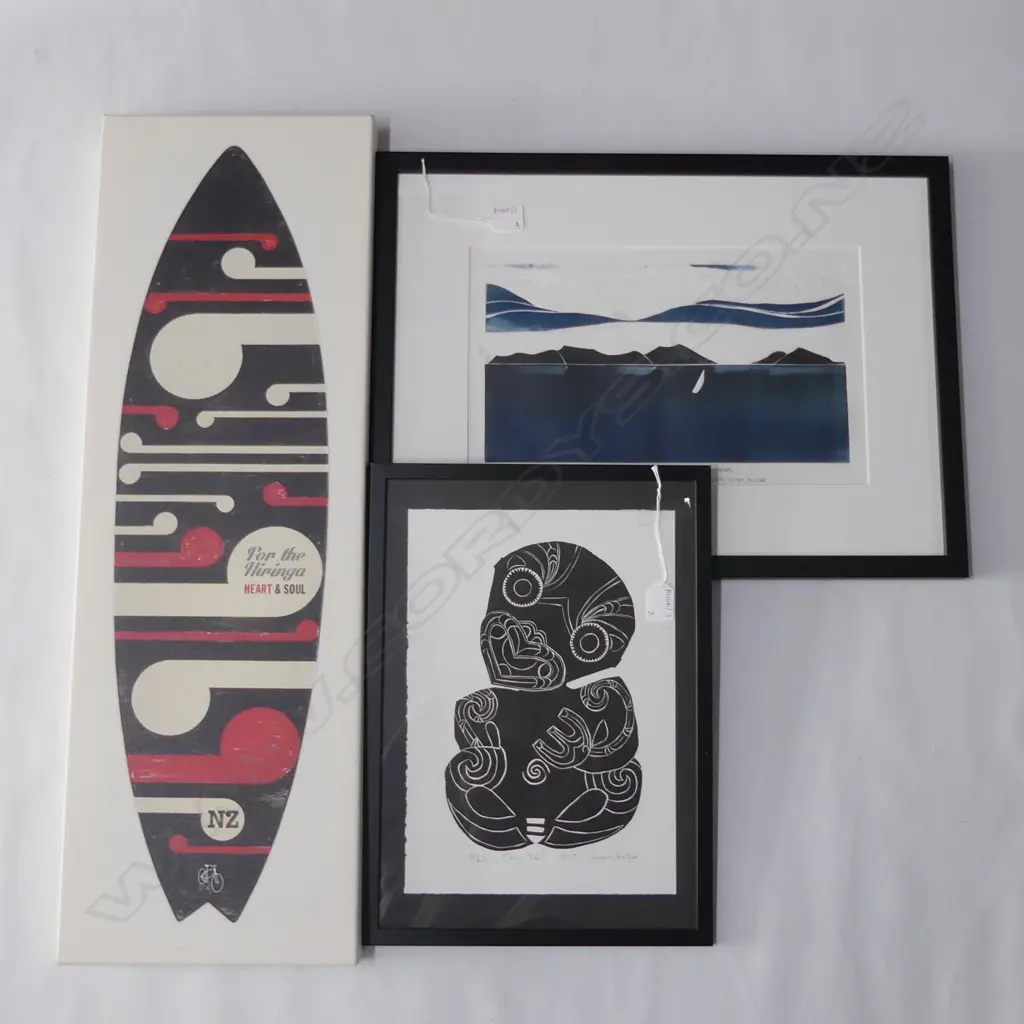 3 ARTWORKS; 'SAIL AWAY TO FURTHER ADVENTURES' A/P 200x350mm & 'FOR THE HIRINGA' PRINT, CARMEN SNELGAR 'TITIRO TIKI' 4/25 Image 1++