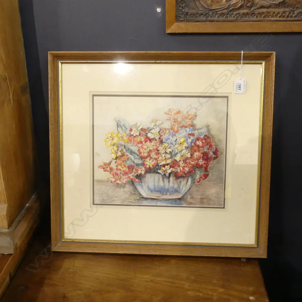 M. BURGE, STILL LIFE FLOWERS, WATERCOLOUR, SIGNED  250 X 300MM Image 1++