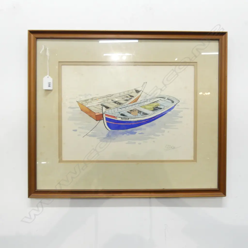 BRIAN BLAKE 'FISHING BOATS LISBON' W/C 250x350mm Image 1++