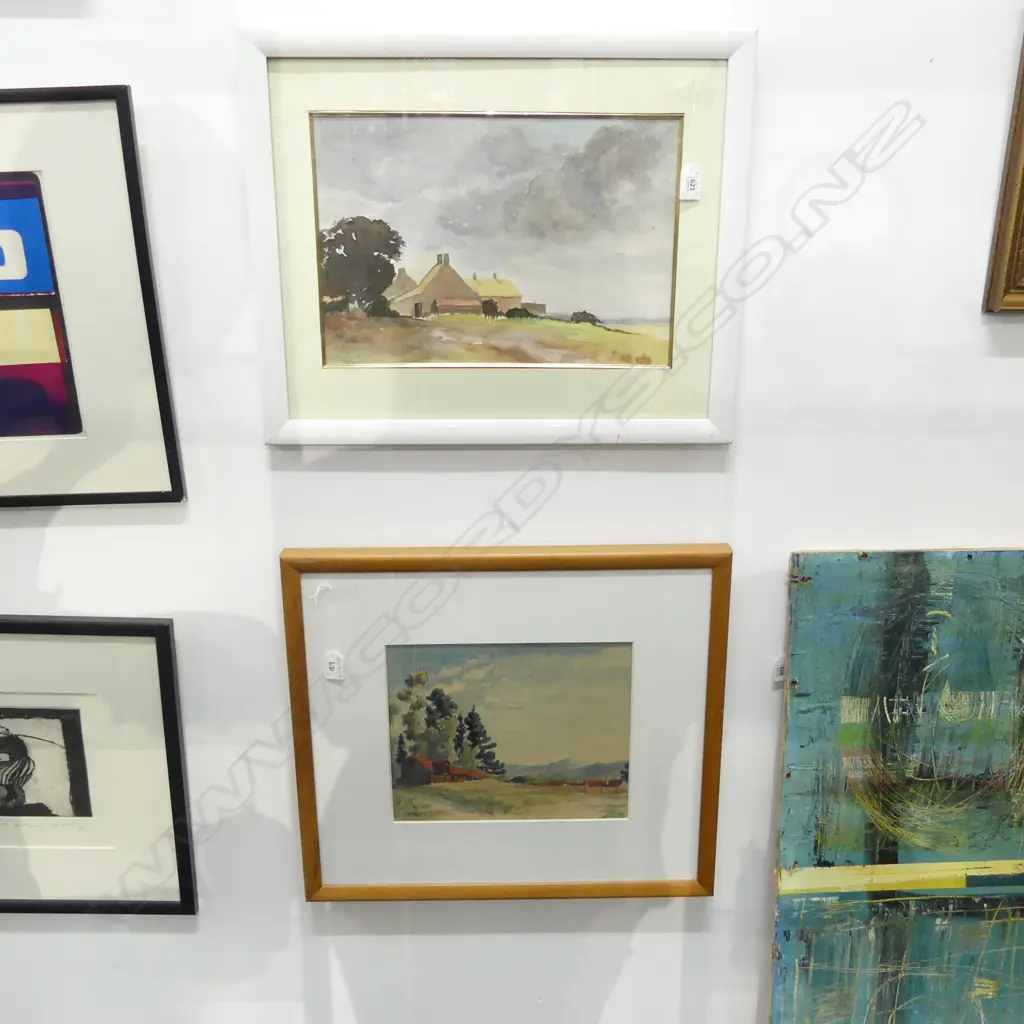 2 W/Cs; COLIN NICHOLLS 'OLD BARNS' 250x305mm, HARRY H. PATTLE 'UNTITLED (LANDSCAPE)' 270x390mm FRAME AF Image 1++