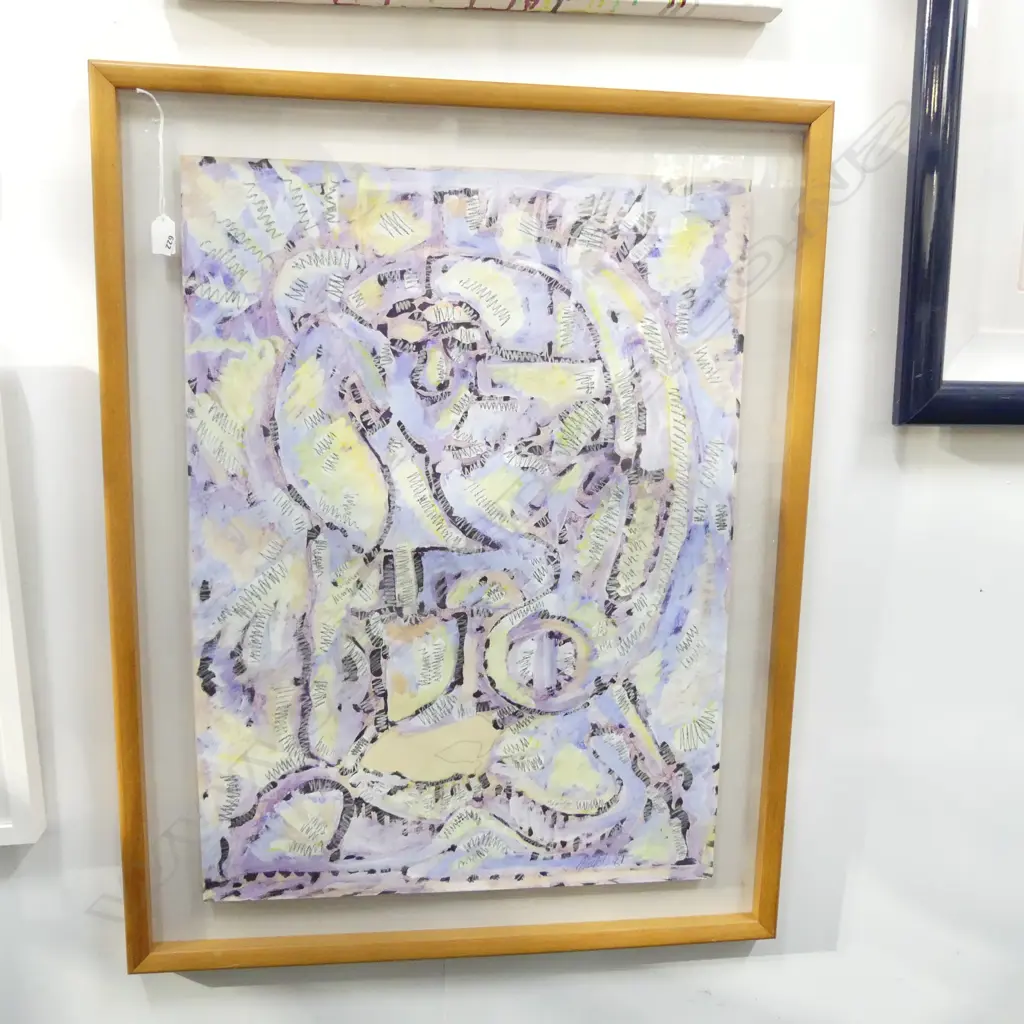 TOM MUTCH 'MEDITATION' MIXED MEDIA ABSTRACT SIGNED & DATED '81 760x555mm Image 1++