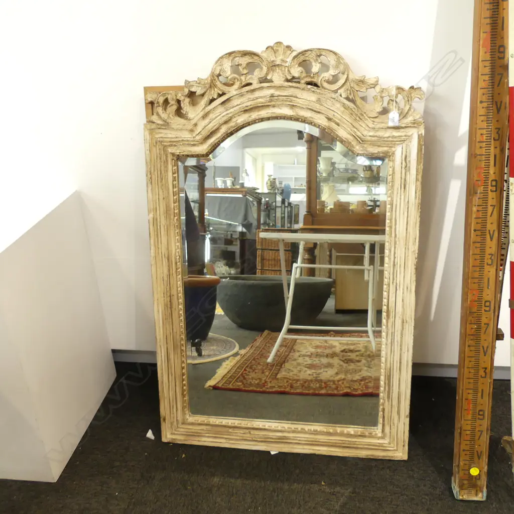 LG FRENCH DISTRESSED WOODEN FRAMED BEVELLED WALL MIRROR  1200 X 765MM Image 1++