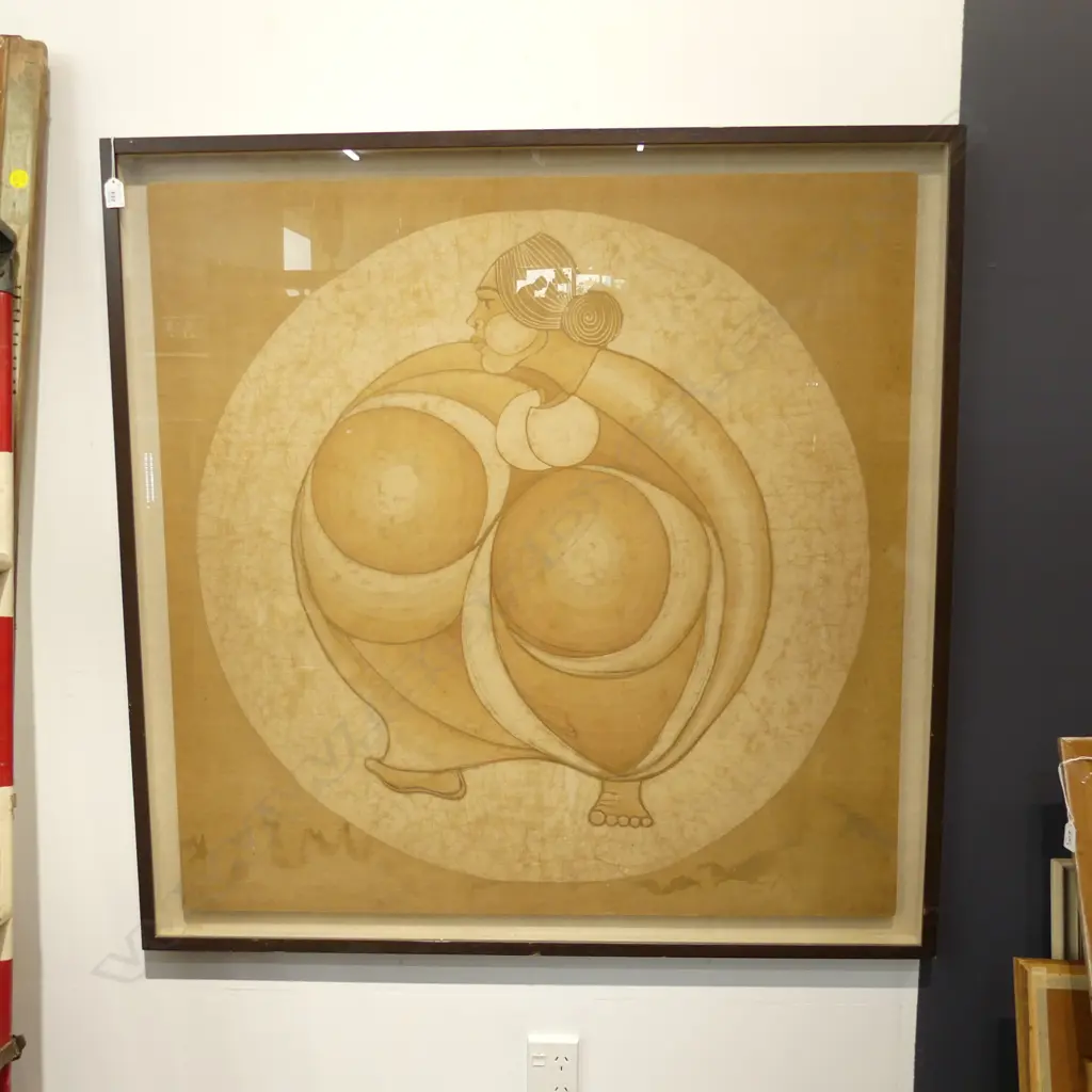 ARTIST UNKNOWN LARGE BATIK WOMAN 970x970mm Image 1++