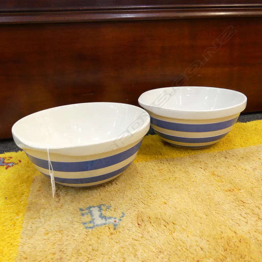 PR TG GREEN, JUDITH ONION DESIGN CORNISHWARE LARGE MIXING BOWLS - DIA 270MM - EX COND. Image 1++