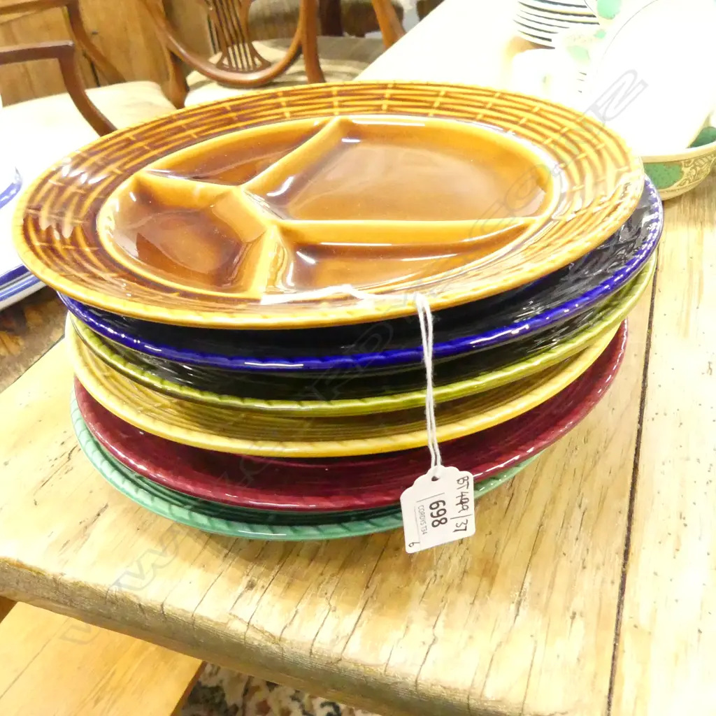 6 SARREGUEMINES HORS D'OEUVRES PLATES, MIXED COLOURS 240mm Image 1++