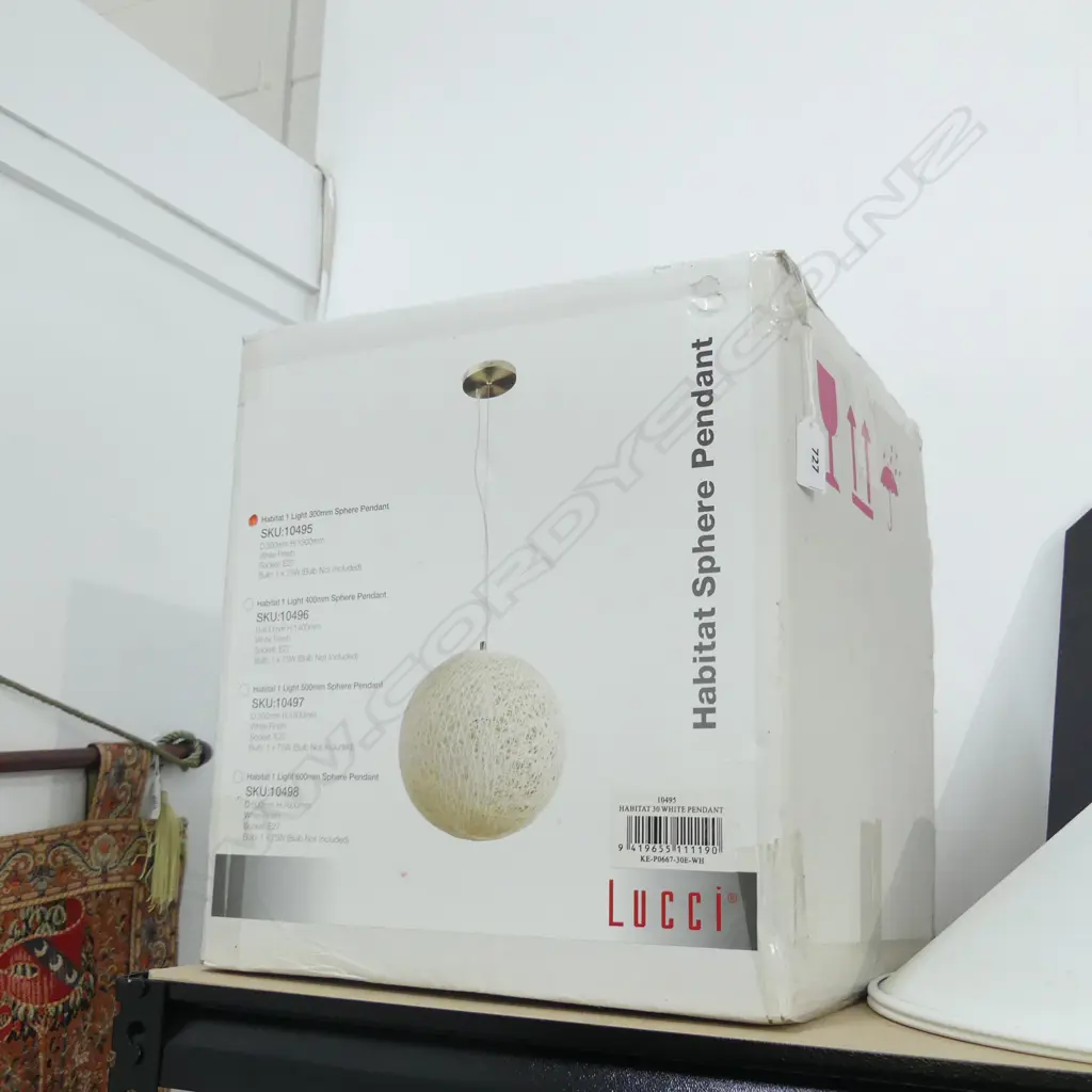LUCCI HABITAT STRING SPHERE PENDANT AS NEW + 2 RETRO STYLE LIGHT SHADES 300 MM Image 1++