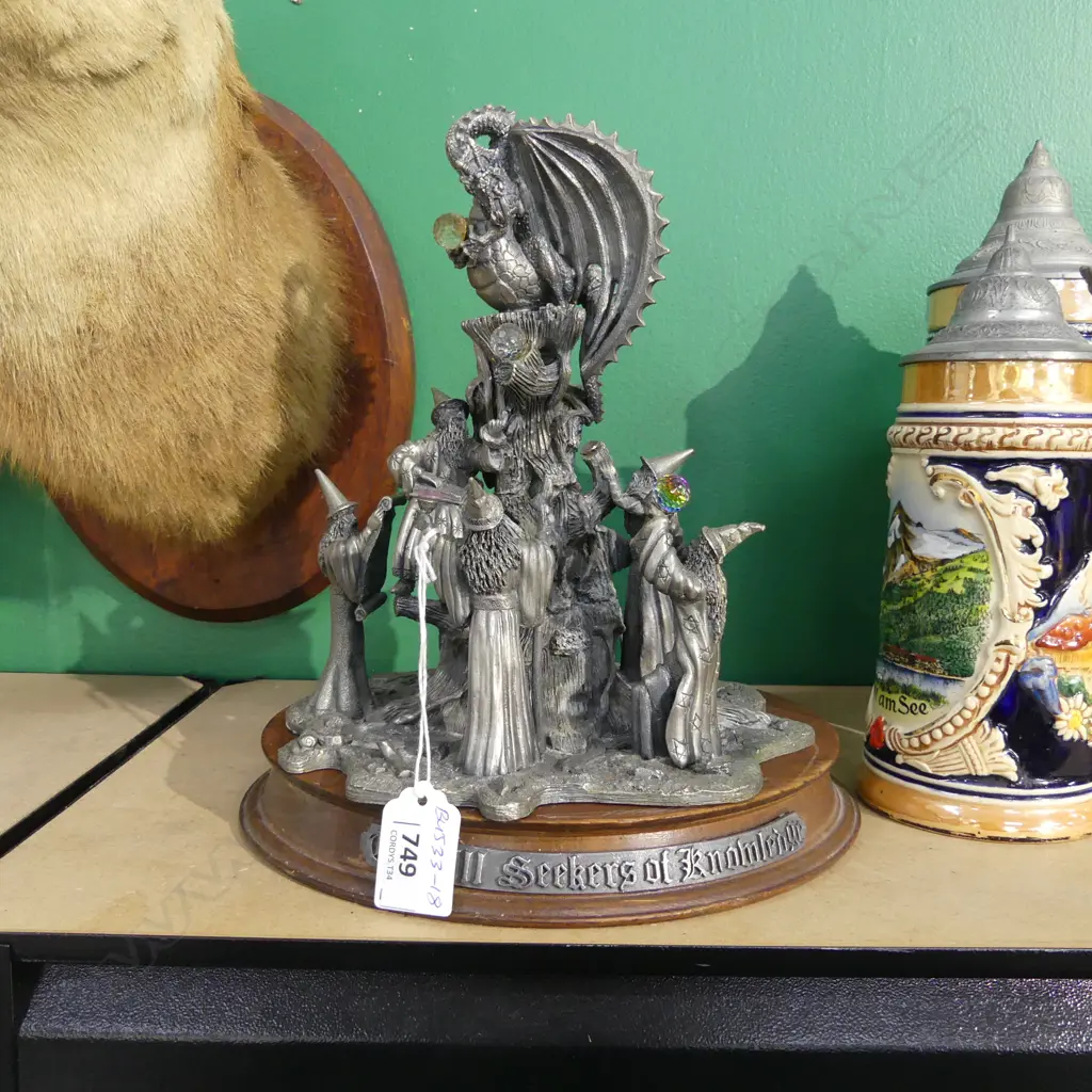 MARK LOCKER PEWTER FANTASY SCULPTURE- THE SEVEN SEEKERS OF KNOWLEDGE  Image 1++