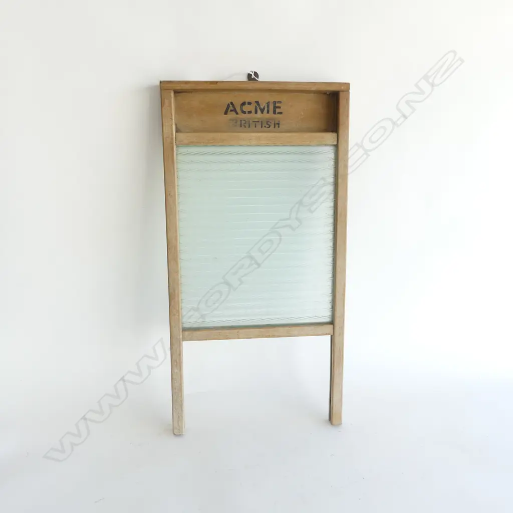 VINTAGE ACME BRITISH WOODEN & GLASS WASHBOARD Image 1++