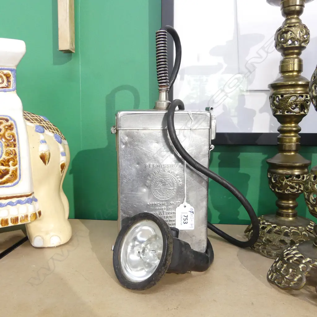 VINTAGE MINERS LAMP - EDISON ELEC. CAP LAMP DEPT OF COMMERCE & BUREAU OF MINES - HEAD LAMP ATTACH.  Image 1++