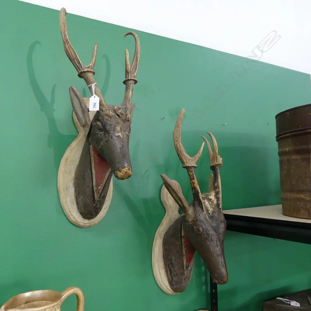 PR VINTAGE STYLE MIXED MEDIA STAG HEADS (AF) H.520mm Image 1++