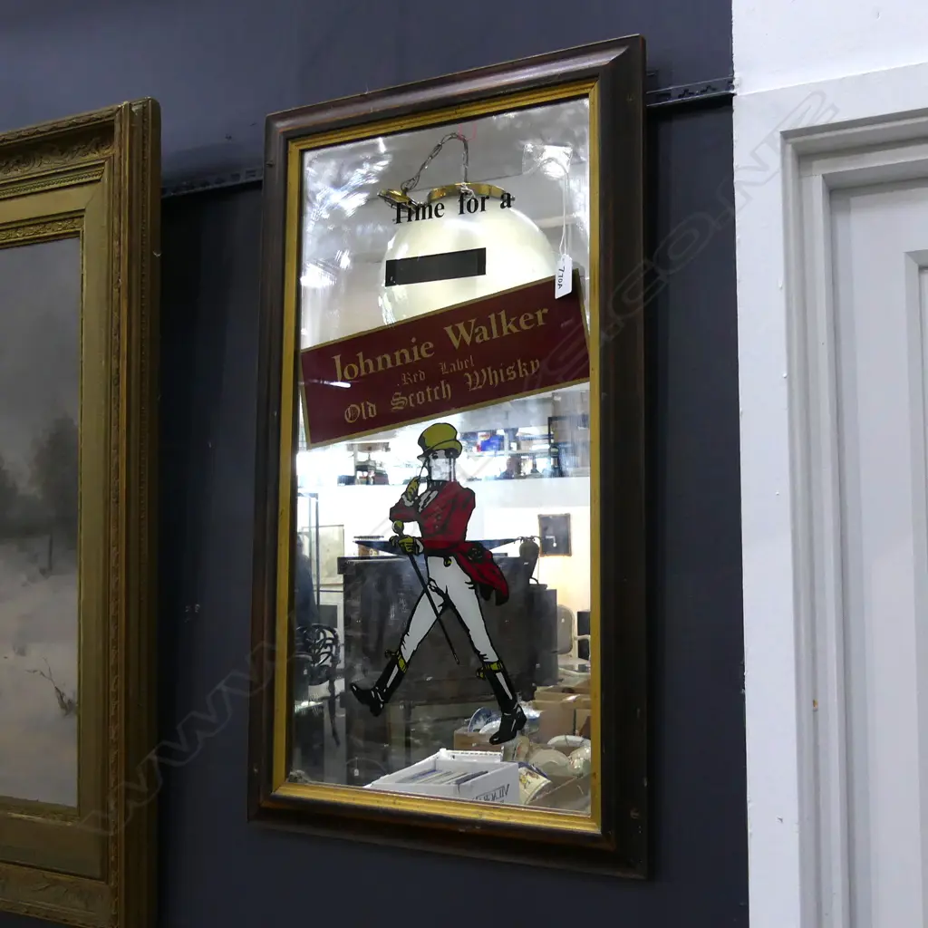OLD FRAMED JOHNNIE WALKER SCOTCH WHISKY MIRROR 700 X 390MM Image 1++
