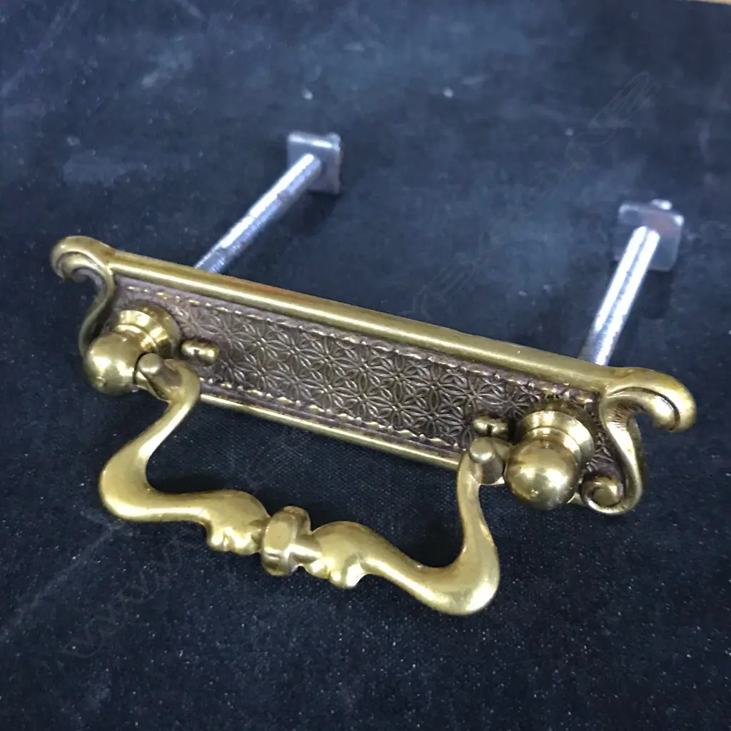 12 FRENCH GILT BRASS DRAWER HANDLES (NEED SOME NUTS) W.80mm Image 1++