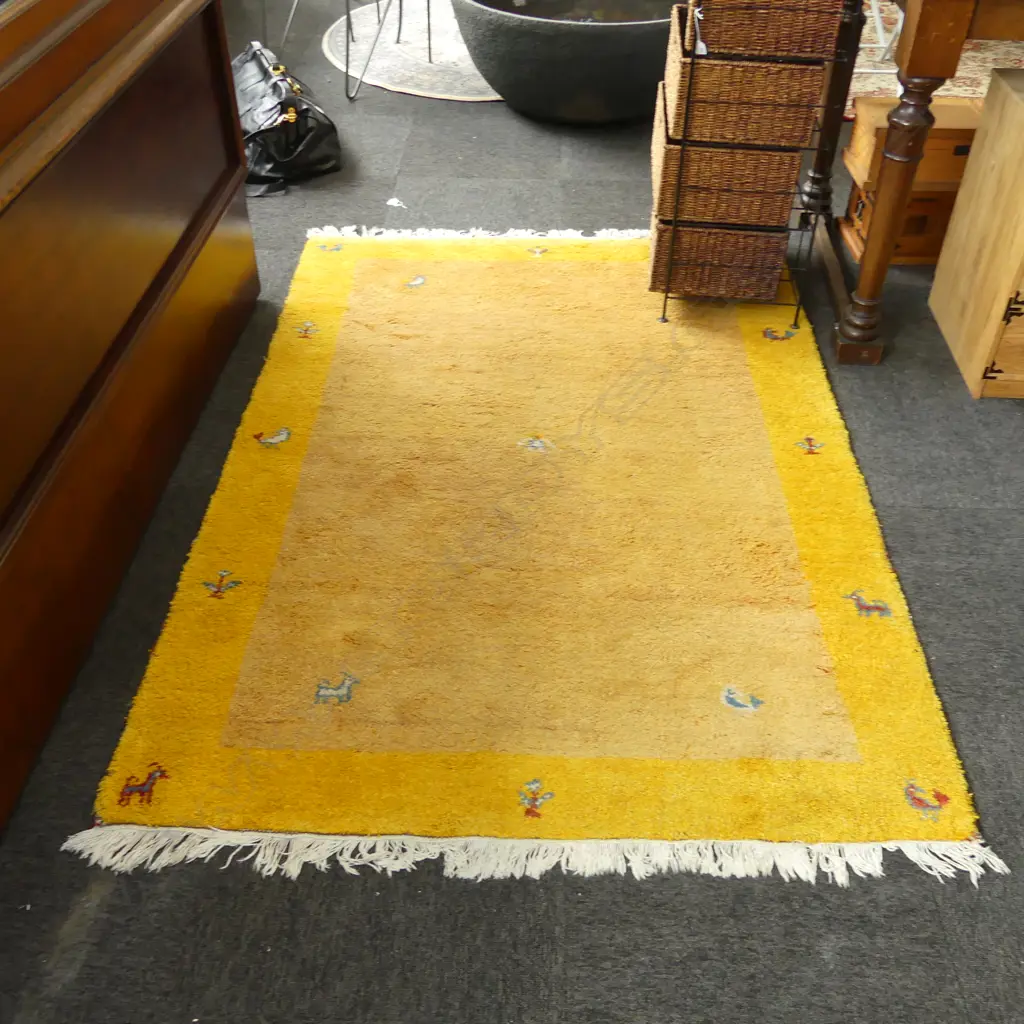 HAND KNOTTED YELLOW GABBEH RUG 1800 X 1250mm Image 1++