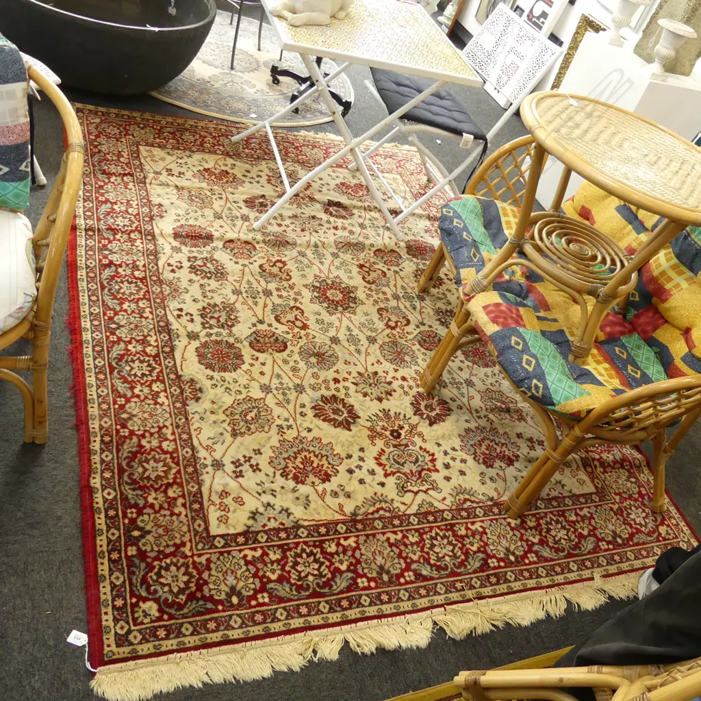 LARGE RED MACHINE KNOTTED RUG 2300x1700mm Image 1++