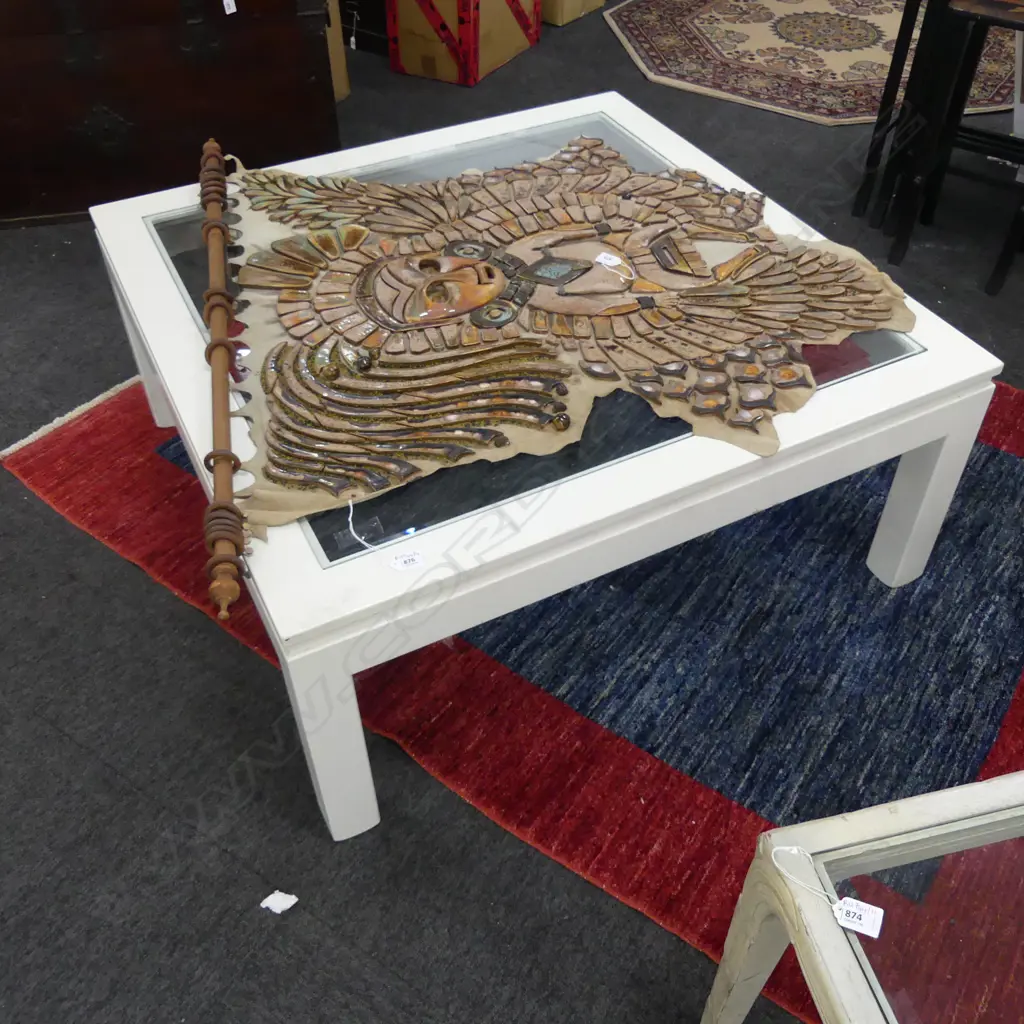 GLASS TOPPED COFFEE TABLE 1000x1000x420mm Image 1++