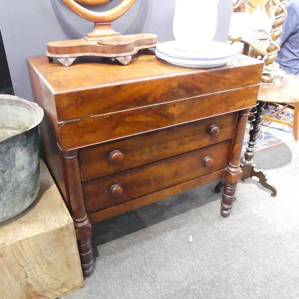 GEORGE III  MAHOGANY COTTAGE/ BATCHELOR'S SECRETAIRE CHEST... Image 1++
