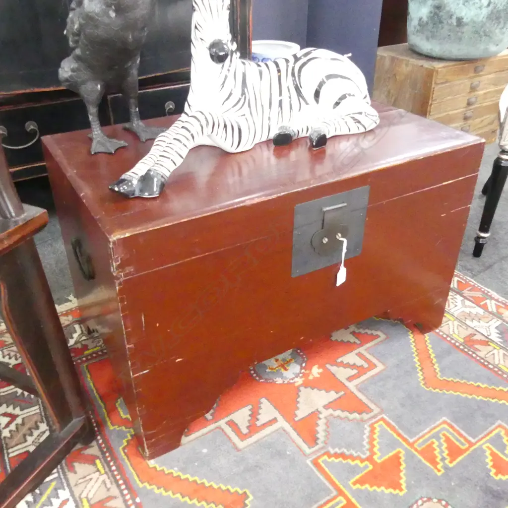 RED LACQUER ORIENTAL CHEST W.760mm Image 1++