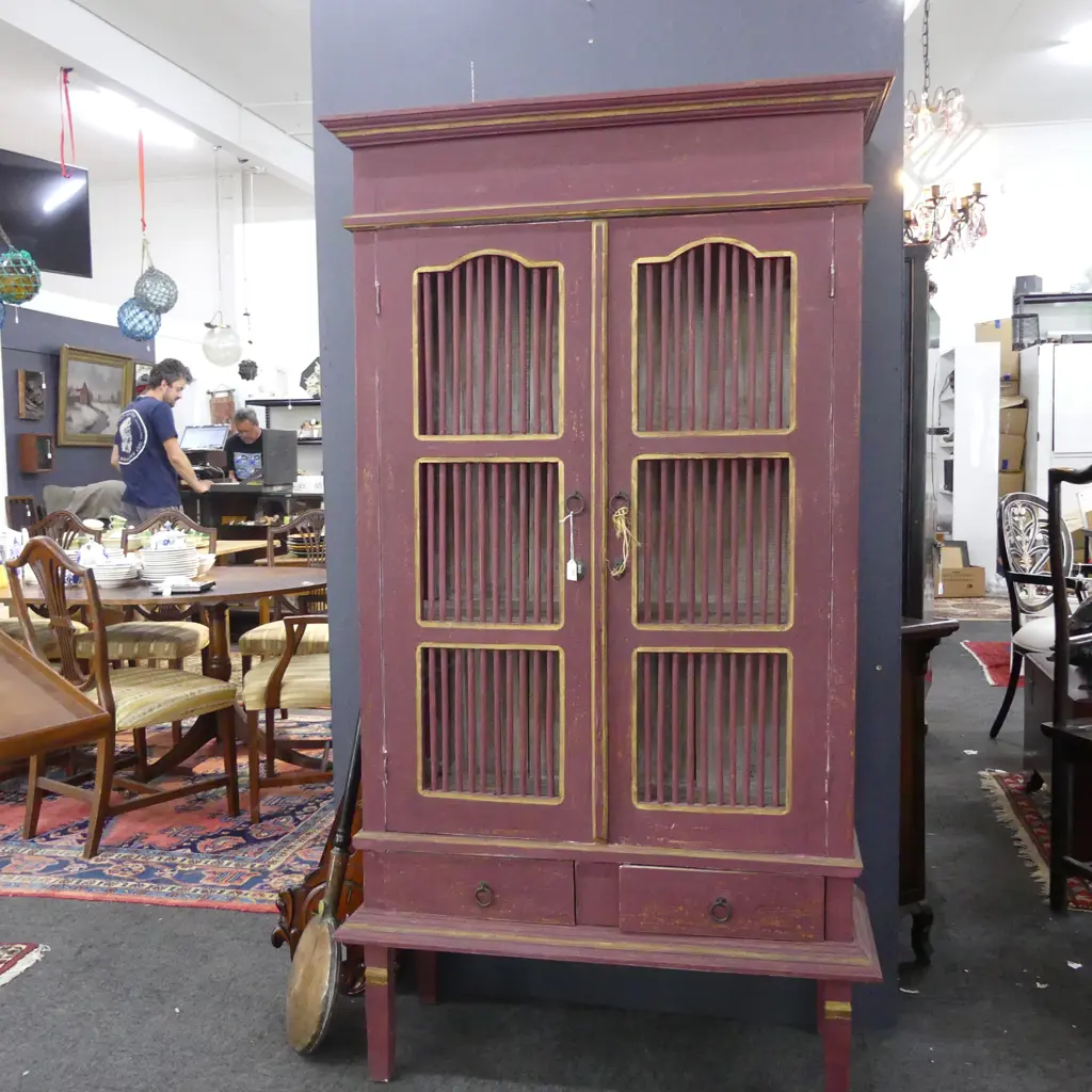 PURPLE PAINTED BALINESE STYLE CABINET 985x395x1790mm Image 1++