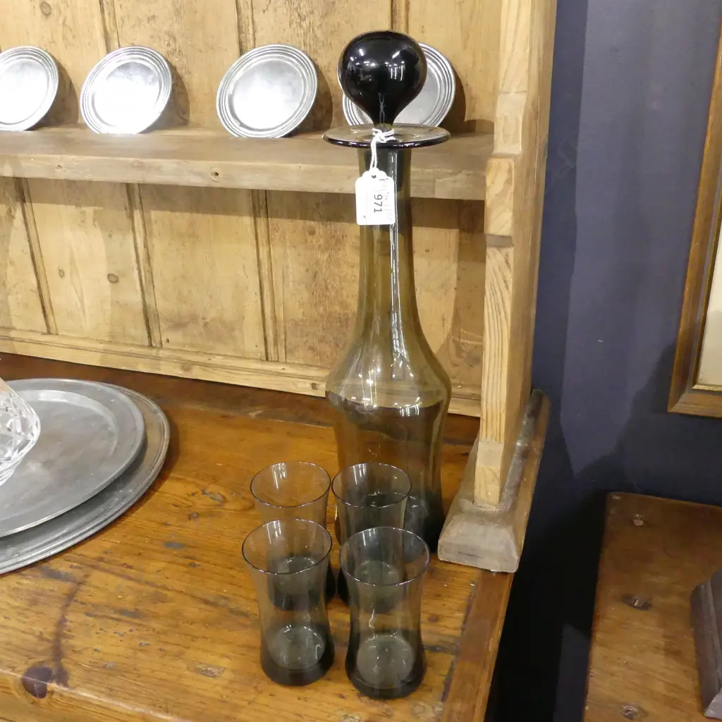 POLISH DECANTER H.395mm & 4 GLASSES Image 1++